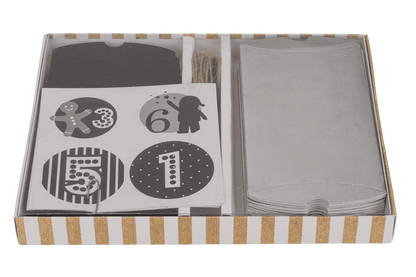 Black/silver coloured advent calender,