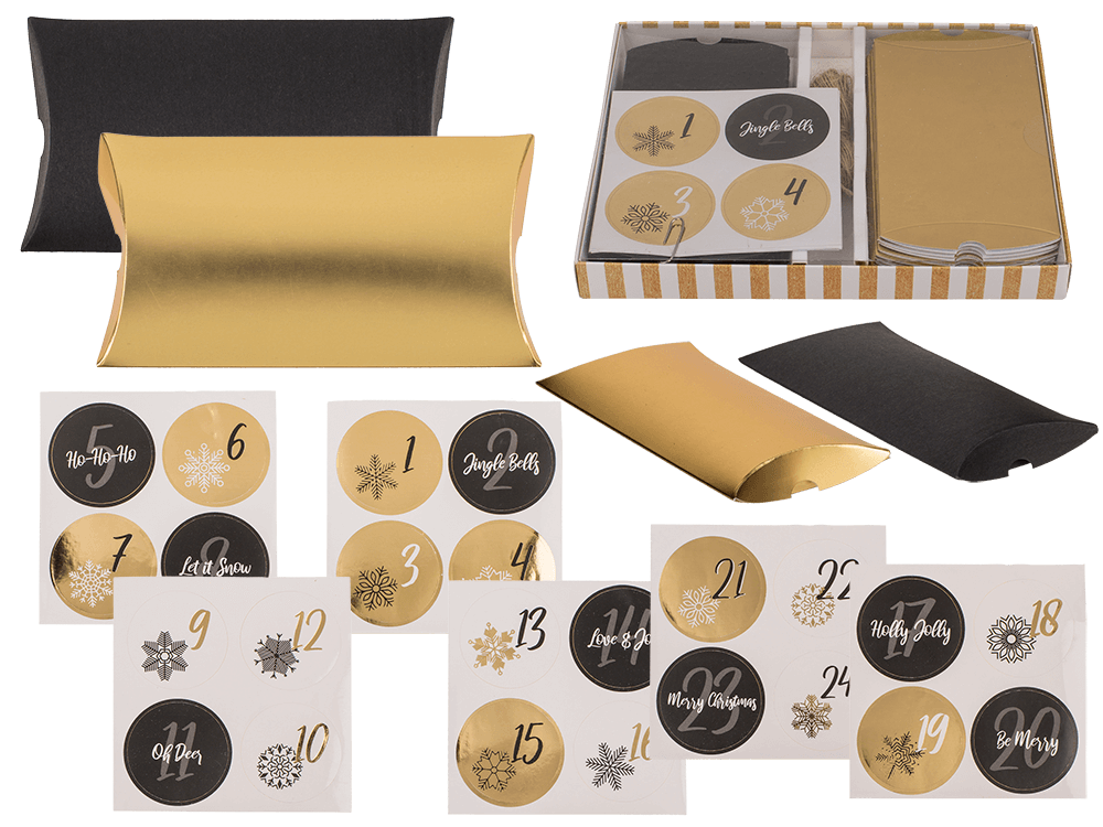 Black/gold colored advent calender,