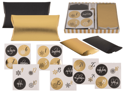 Black/gold colored advent calender,