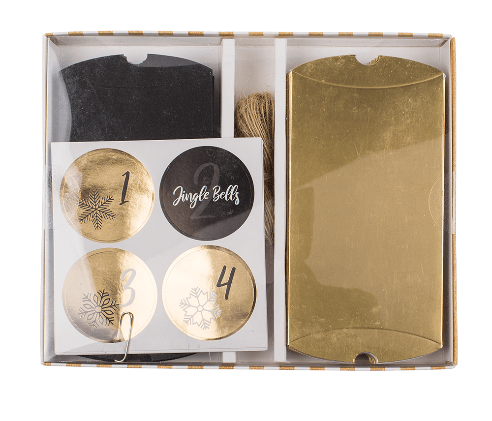 Black/gold colored advent calender,