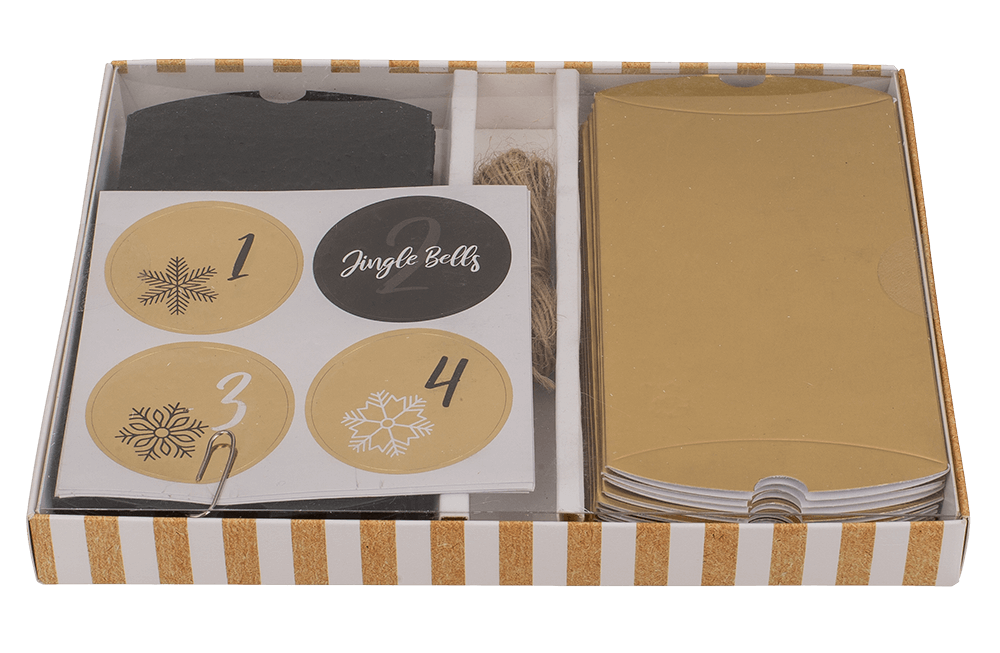 Black/gold colored advent calender,