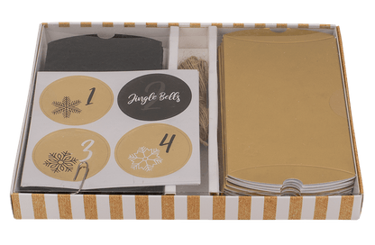 Black/gold colored advent calender,