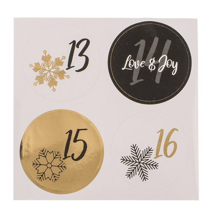 Black/gold colored advent calender,