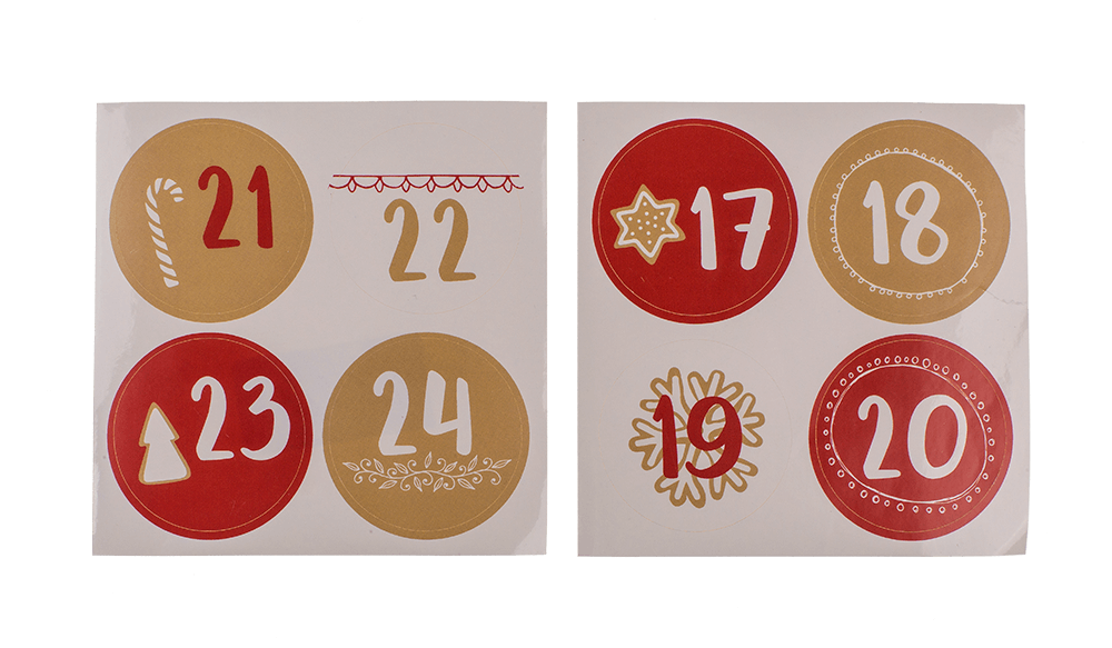 Red/nature coloured advent calender,