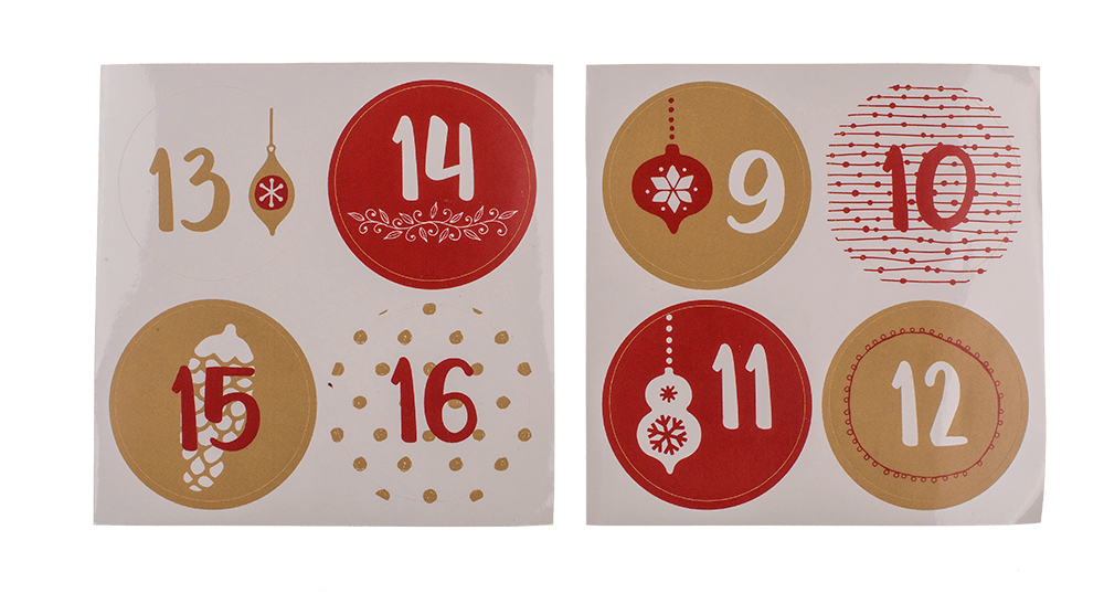 Red/nature coloured advent calender,