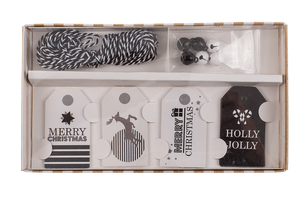 Gift tags, Silver shine, including 6 bells