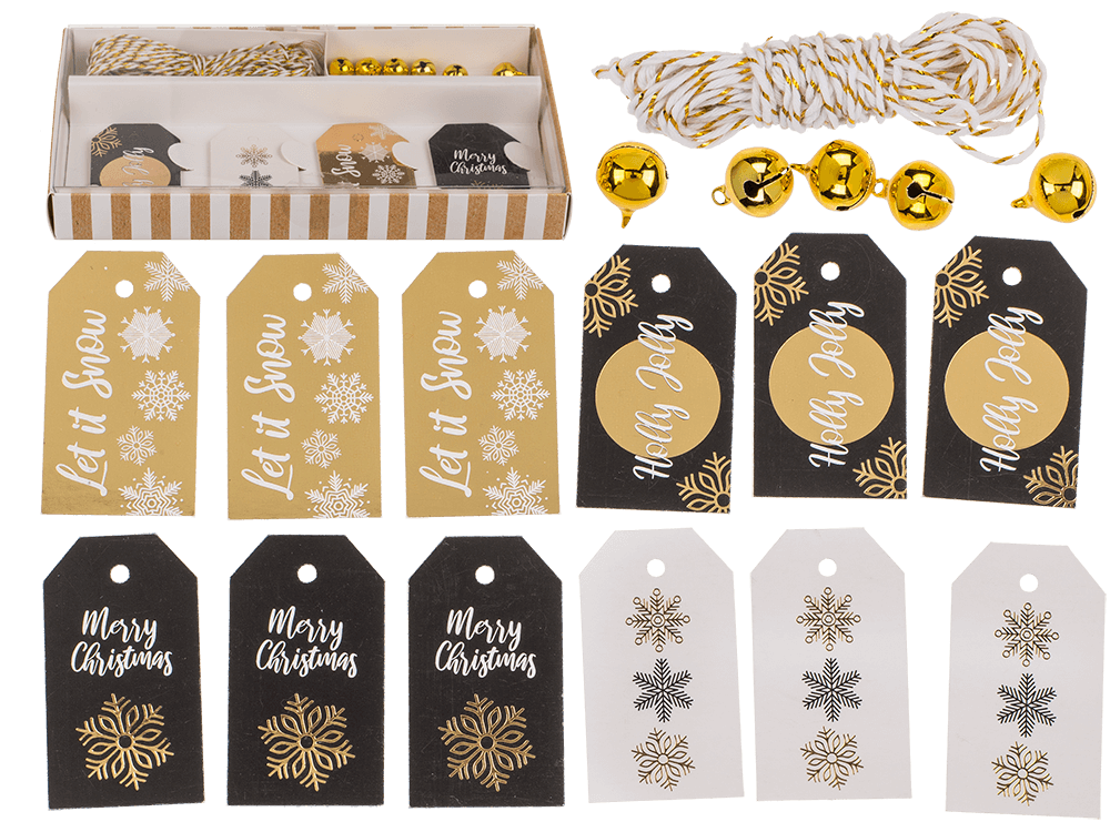 Gift tags, Golden shine, including 6 bells