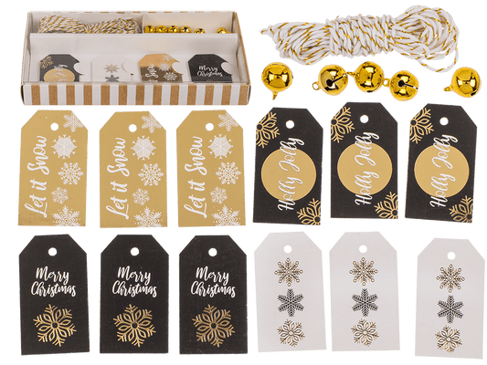 Gift tags, Golden shine, including 6 bells