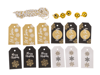 Gift tags, Golden shine, including 6 bells