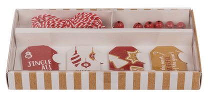 Gift tags, Natural red, including 6 Glöckchen
