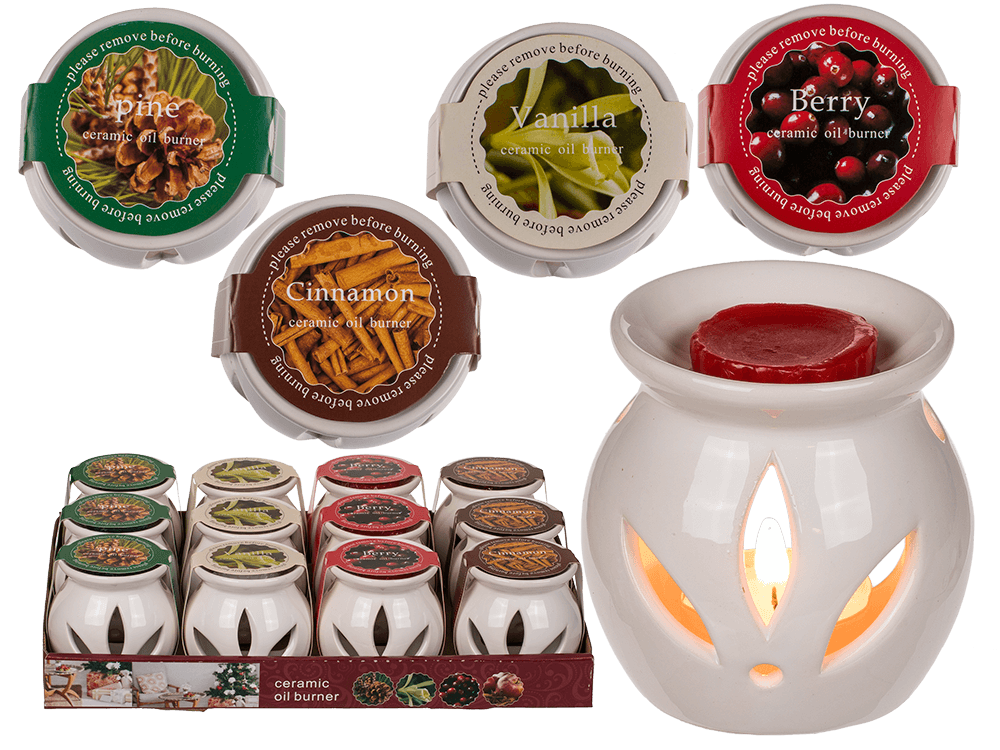 White ceramic aroma lamp with scented melts,