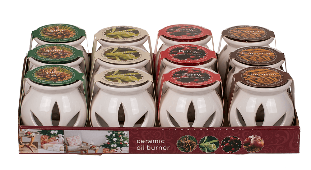 White ceramic aroma lamp with scented melts,