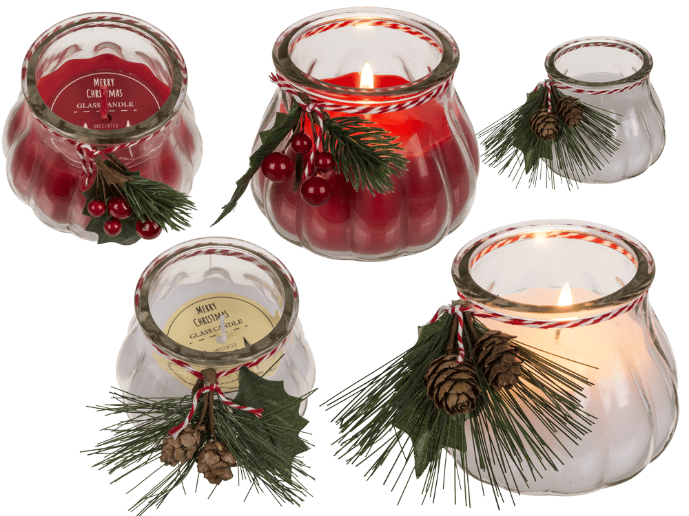 Candle in glass, with decoration,