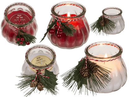 Candle in glass, with decoration,