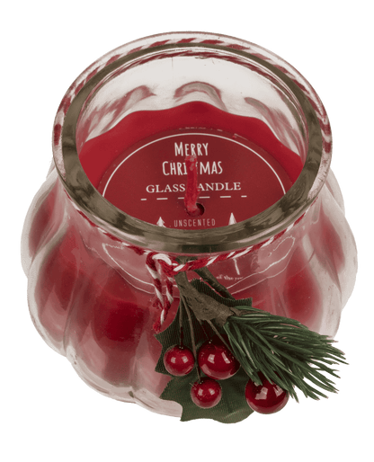 Candle in glass, with decoration,