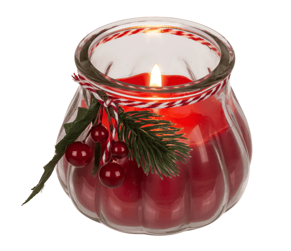 Candle in glass, with decoration,