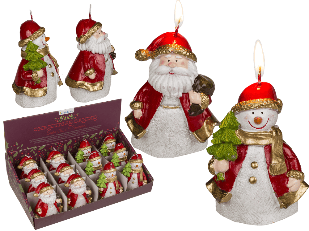 Candle, Santa Claus & Snowman assorted,