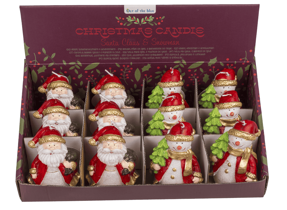 Candle, Santa Claus & Snowman assorted,