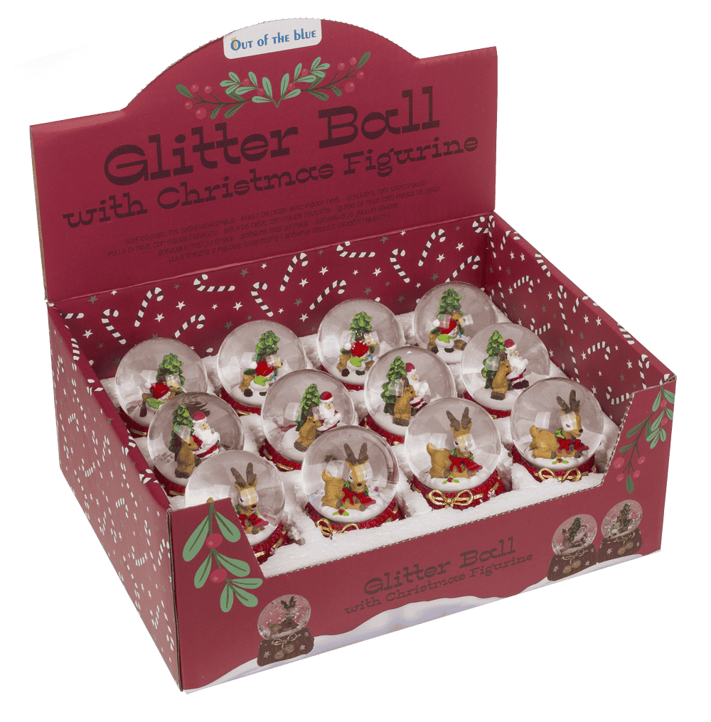 Polyresin snow globe with Reindeer & Santa,