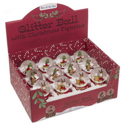 Polyresin snow globe with Reindeer & Santa,