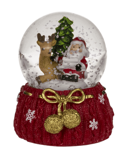 Polyresin snow globe with Reindeer & Santa,