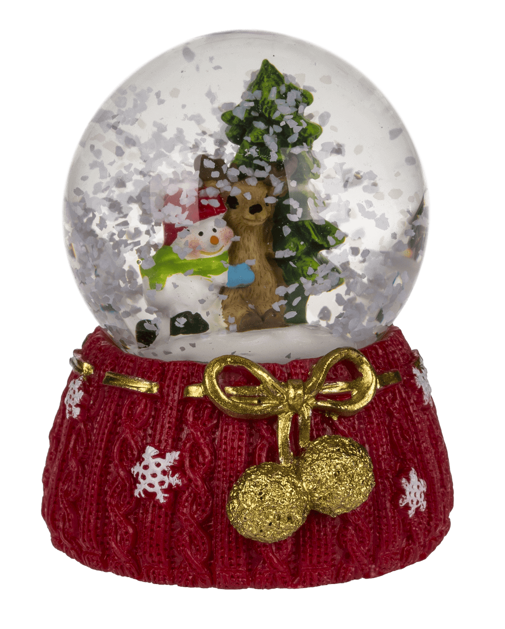 Polyresin snow globe with Reindeer & Santa,