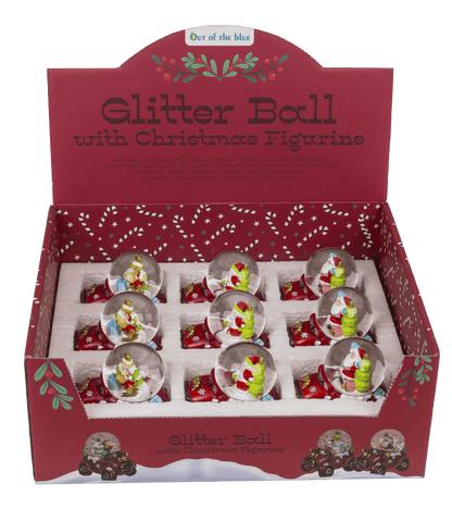 Polyresin snow globe with Christmas figurines on,