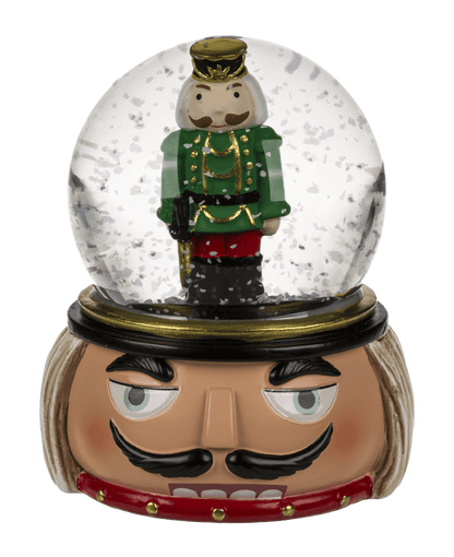 Polyresin snow globe with nutcracker,