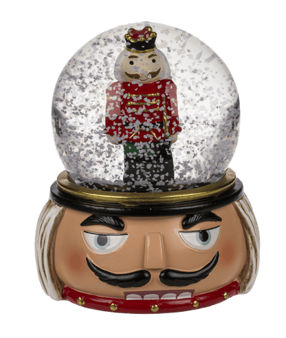 Polyresin snow globe with nutcracker,