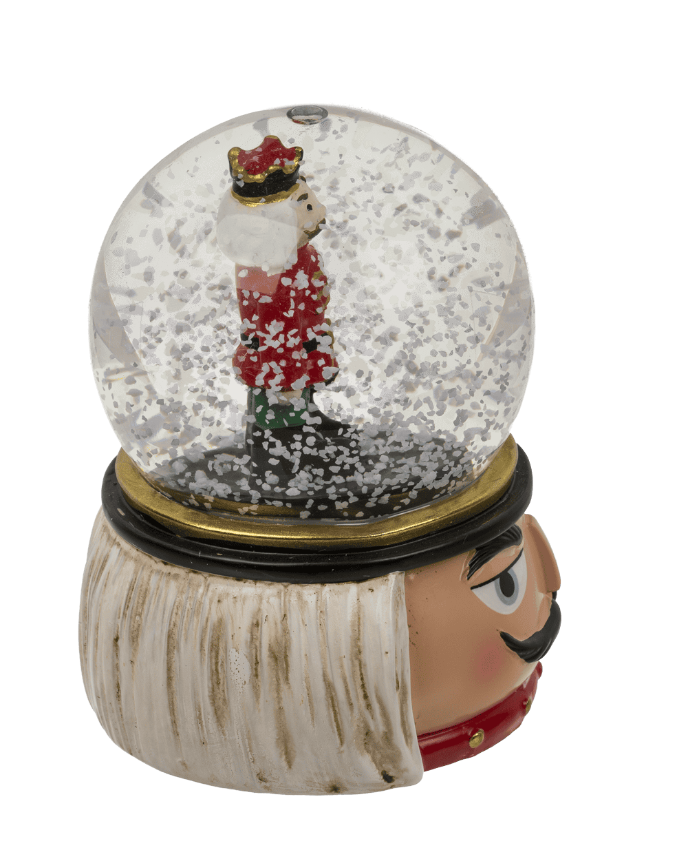 Polyresin snow globe with nutcracker,