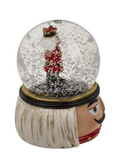 Polyresin snow globe with nutcracker,