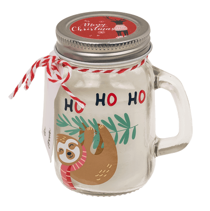 Candle in mason jar, Christmas motifs,