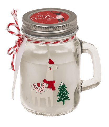 Candle in mason jar, Christmas motifs,