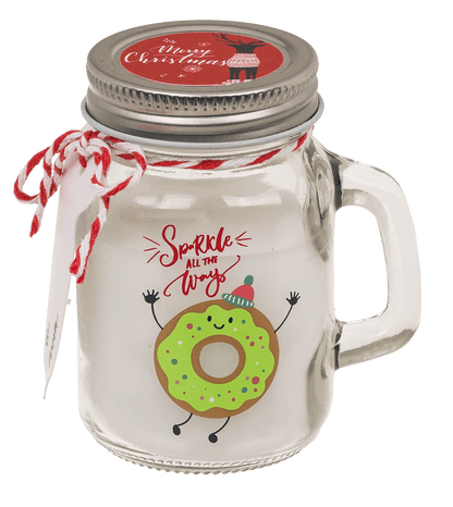 Candle in mason jar, Christmas motifs,