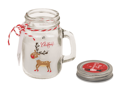 Candle in mason jar, Christmas motifs,