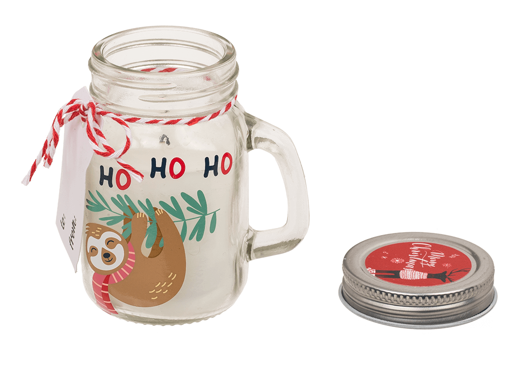 Candle in mason jar, Christmas motifs,