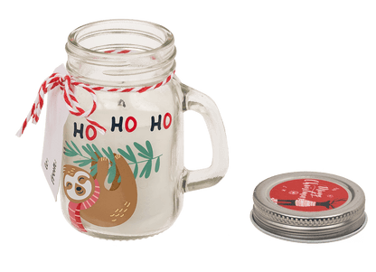 Candle in mason jar, Christmas motifs,