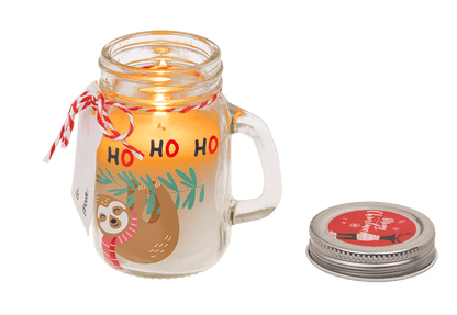 Candle in mason jar, Christmas motifs,