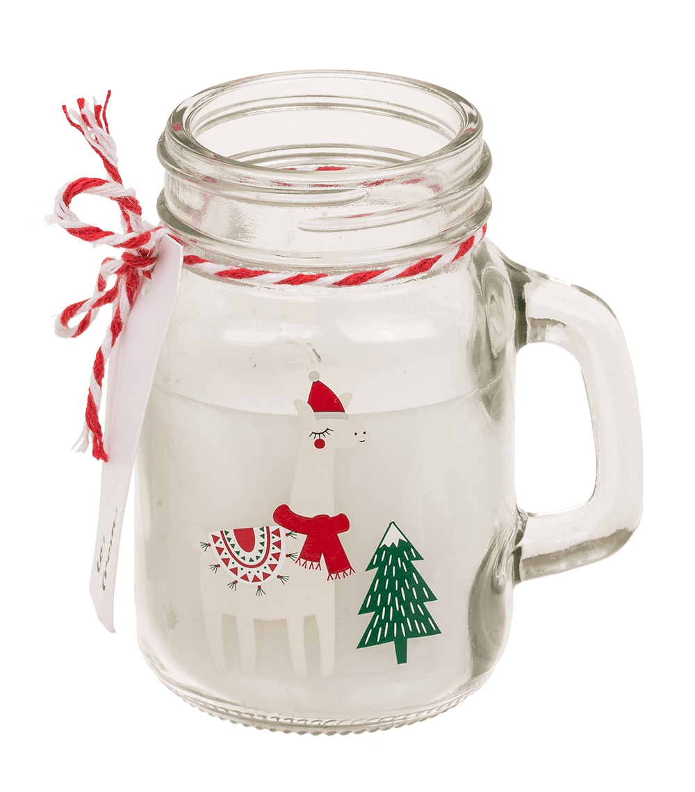 Candle in mason jar, Christmas motifs,