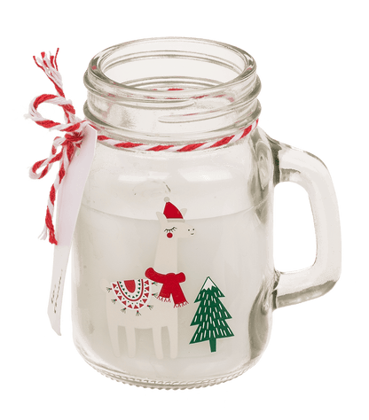 Candle in mason jar, Christmas motifs,
