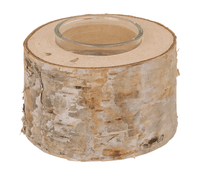 Decorative tree trunk with glass tealight insert,