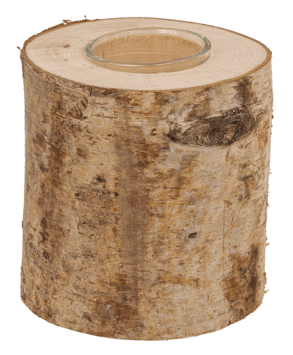 Decorative tree trunk with glass tealight insert,