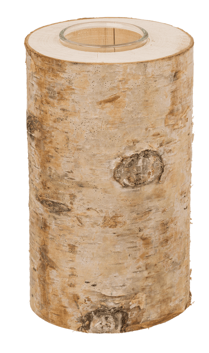 Decorative tree trunk with glass tealight insert,