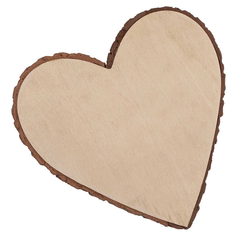 Decorative wooden slice, heart,