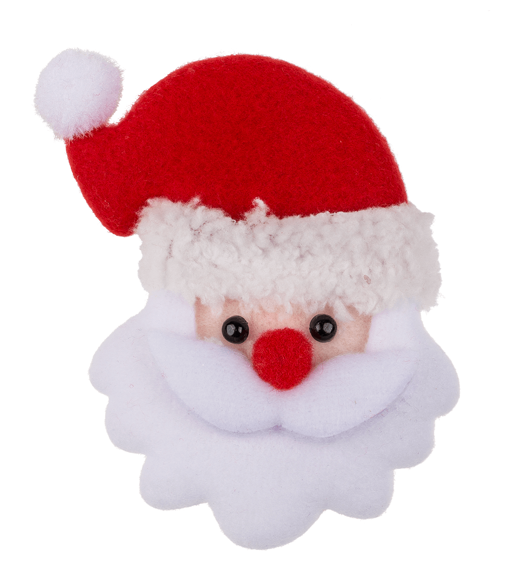 Fabric Santa pin with LED incl. batteries,