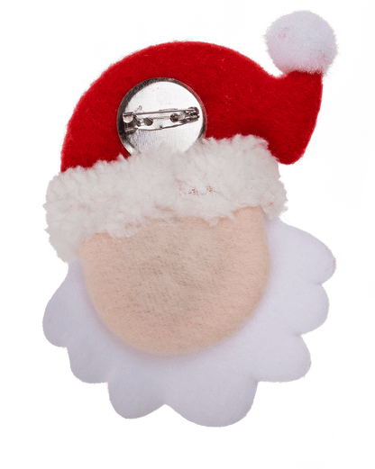Fabric Santa pin with LED incl. batteries,