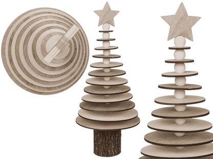 Christmas tree on wooden stand,