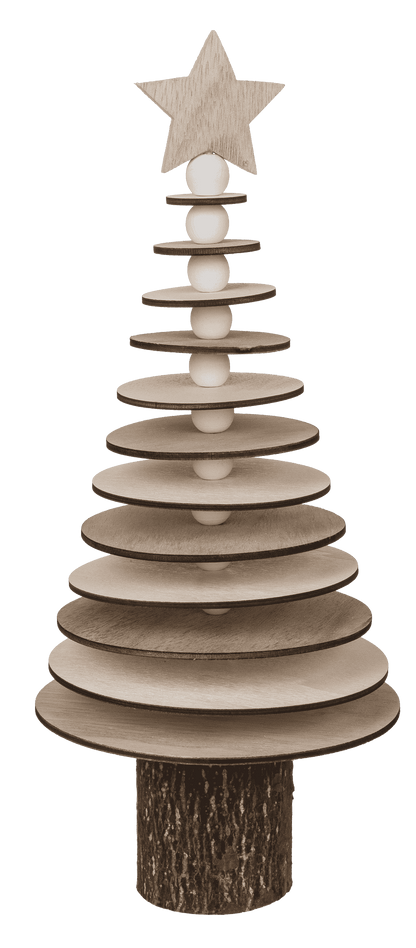 Christmas tree on wooden stand,