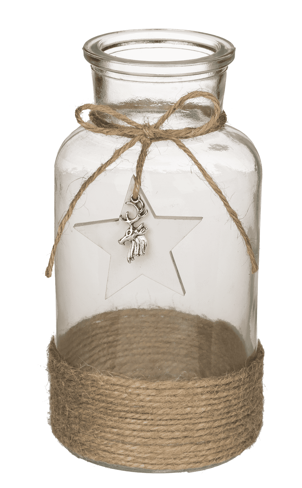 Glass vase, with jute decoration,