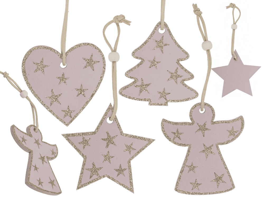 Rose colored wooden christmas hanger,